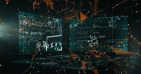Futuristic Data Visualization with Digital Equations and Networks