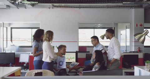 Team Collaborating in Modern Office with Digital Interface - Download Free Stock Images Pikwizard.com