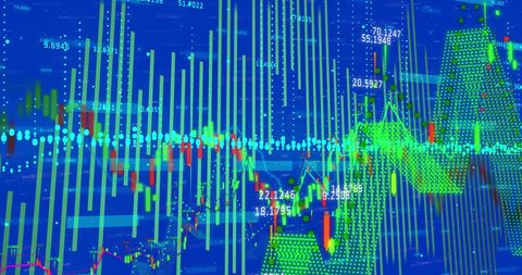 Digitally Processed Global Business Data Visual on Blue Background - Download Free Stock Images Pikwizard.com