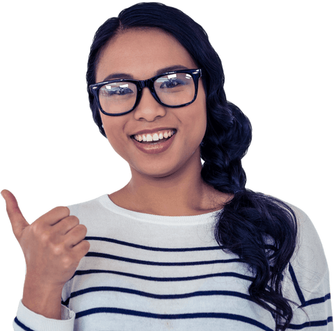 cheerful young woman wearing glasses giving thumbs up transparent background - Download Free Stock Videos Pikwizard.com