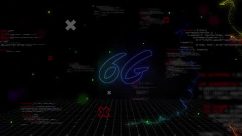 6G Technology Concept with Dynamic Data Visuals and Colorful Effects