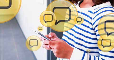 Young Woman Engaging on Smartphone with Social Media Icons - Download Free Stock Images Pikwizard.com