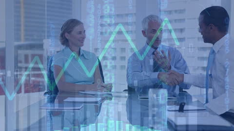 Business Professionals Analyzing Finance Data with Virtual Graph