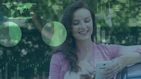 Woman Engaging with Financial Data via Smartphone Outdoors