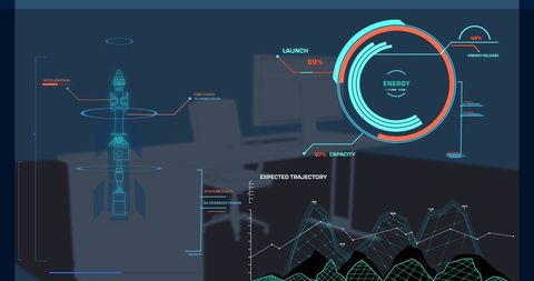 Futuristic Digital Interface with Graphs and Dials in Office - Download Free Stock Images Pikwizard.com