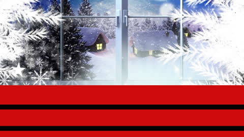 Fantasy Winter Scene with Santa Flying Over Snowy Landscape