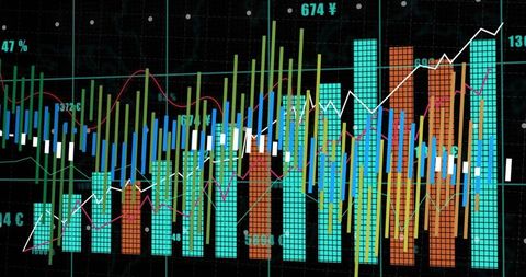 Digital Financial Analysis Dashboard with Bar and Line Graphs