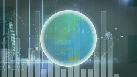 Data Analytics and Globe Integration with Financial Graphs in Background