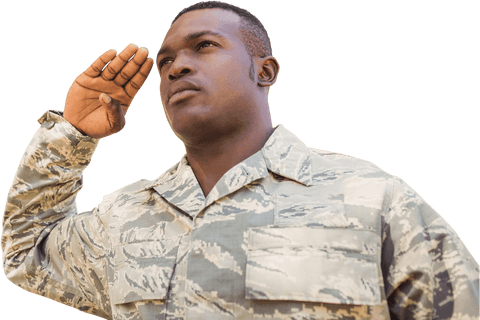 transparent image of soldier saluting in camouflage uniform - Download Free Stock Videos Pikwizard.com