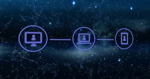 Digital Connections Interface on Starry Background - Download Free Stock Images Pikwizard.com