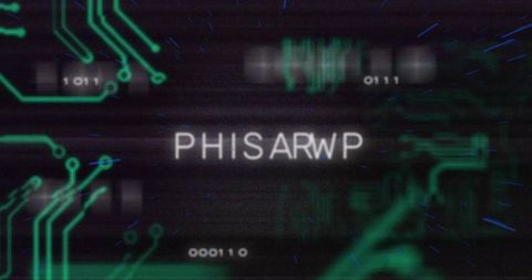 Glitch Cyber HUD with Neon Circuit Traces, Alphanumeric Distortion and Binary Streaks