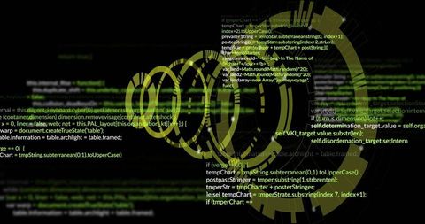 Cybersecurity Interface Displaying Futuristic Neon Green HUD