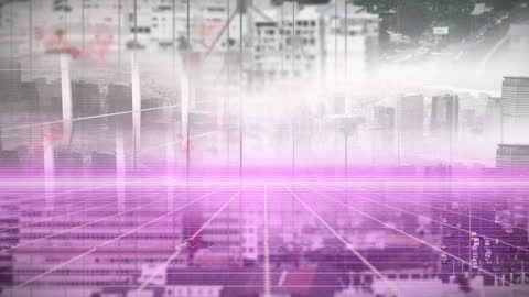 Futuristic Cityscape with Digital Light Trails