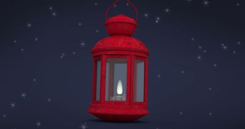 Red Christmas Lantern with Falling Snowflakes - Download Free Stock Images Pikwizard.com