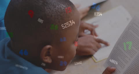 Animated Numbers Overlay on Students Studying Together