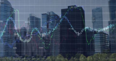Financial Market Analysis Against Urban Skyline Backdrop - Download Free Stock Images Pikwizard.com