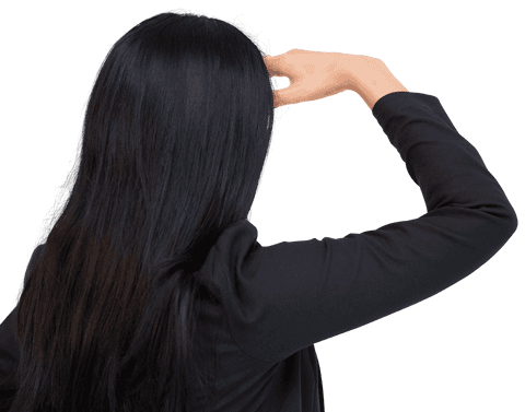 Confident businesswoman peering onto transparent future