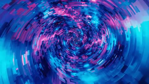 Hypnotic Descent into Neon Abstract Digital Tunnel