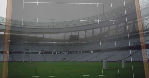 Empty Stadium with Game Plan Instructions Drawn Over Field