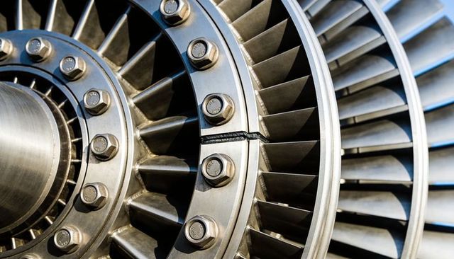 Axial turbine rotor flange showing weld crack on bolted circle during inspection