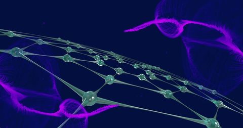 Conceptual Biotech Artwork with Neon Pink Elements