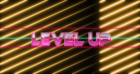 Level Up Neon Poster with Glowing Light Trails