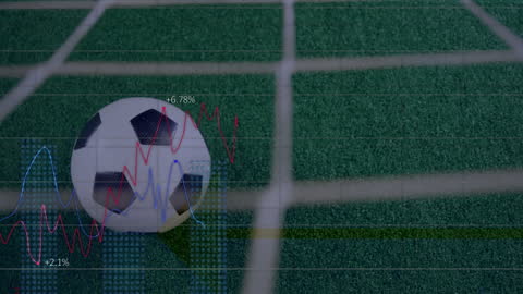 Football Overlapping with Data Charts on Green Field