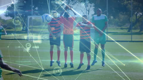 Futuristic Data Network with Soccer Players on Field