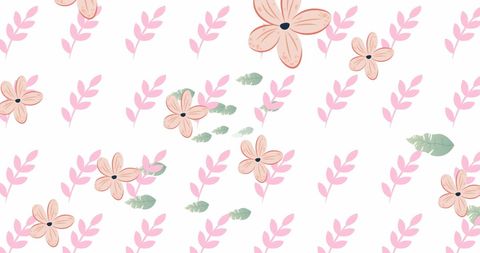 Seamless Pastel Floral and Leaf Pattern on White Background - Download Free Stock Images Pikwizard.com