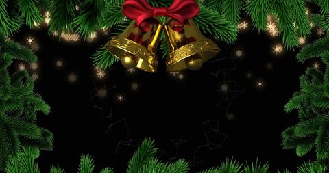 Festive Christmas Bells Amidst Snowflakes and Fir Branches - Download Free Stock Images Pikwizard.com