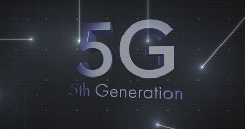 5G Technology Concept with Digital Grid and Light Trails
