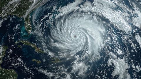 Breaking news: powerful hurricane forming over atlantic with distinct eye
