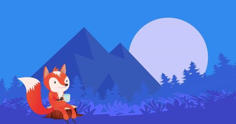 Cheerful Fox Drinking in Moonlit Forest Landscape - Download Free Stock Images Pikwizard.com