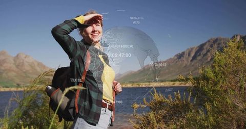 Female Hiker Exploring Scenic Mountain Valley