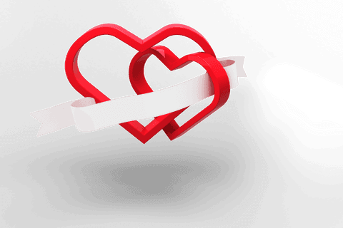 Transparent red interlocked hearts with ribbon vector design