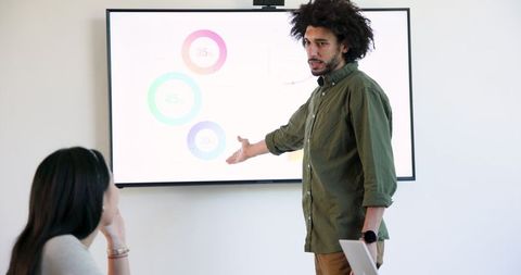 Professional Team Analyzing Data in Tech Driven Office Meeting