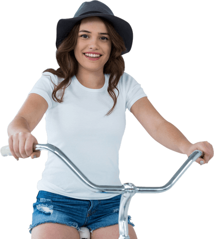 smiling woman cycling with casual summer outfit on white background - Download Free Stock Videos Pikwizard.com