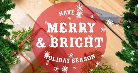 Festive merry and bright holiday season card