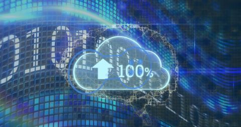 Digital Cloud Computing with Data Percentage Overlay - Download Free Stock Images Pikwizard.com