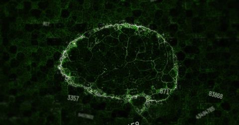 Digital Brain Visualization with Floating Numbers - Download Free Stock Images Pikwizard.com