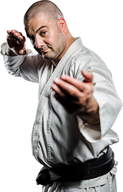 Karate Expert in Dynamic Fighting Stance on Transparent Background - Download Free Stock Videos Pikwizard.com