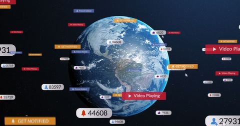 Digital World Map with Social Media Interactions