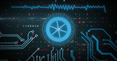 Digital Cybersecurity Warning Interface with Circuit Design - Download Free Stock Images Pikwizard.com