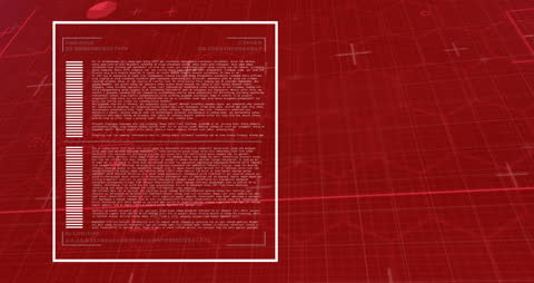 Animated Digital Data Processing Interface in Red Backdrop