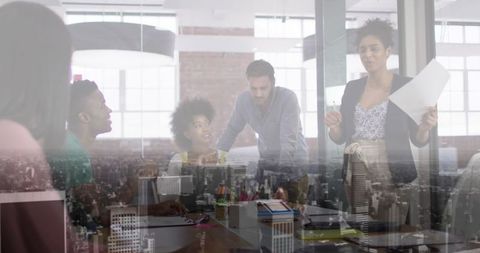 Diverse Team Collaborating in Modern Office with Double Exposure Effect - Download Free Stock Images Pikwizard.com