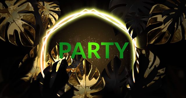 Neon Party with Retro Futuristic Leaves Background - Download Free Stock Images Pikwizard.com