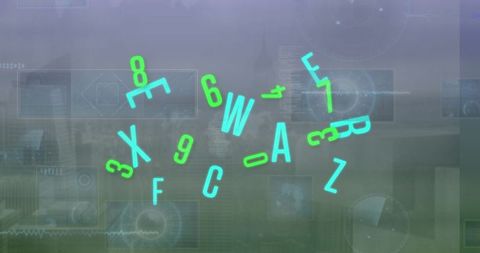 Digital Interface with Sci-Fi Icons in Office