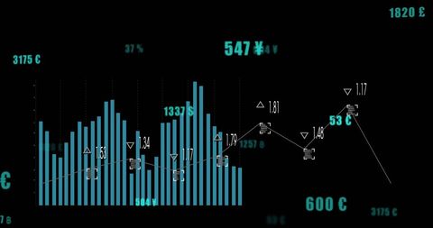 Financial Data Analytics with Abstract Graphs and Currency Symbols - Download Free Stock Images Pikwizard.com