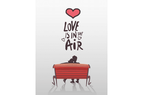 transparent romantic illustration with couple on bench and love text - Download Free Stock Videos Pikwizard.com