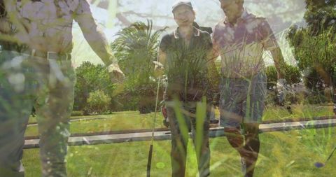 Seniors Enjoying Golfing in Beautiful Natural Environment